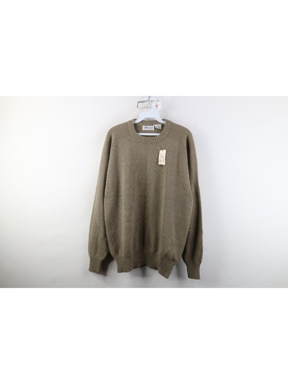 Deadstock Vintage 90s Streetwear Mens XLT Blank Knit Crewneck Sweater Beige